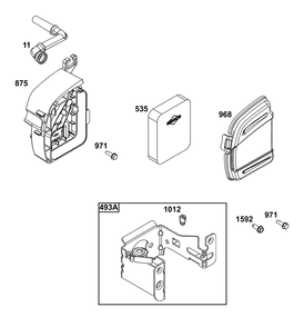 Air Cleaner Group Diagram and Parts List for 125P02-0085-F1 100000 - 19Z999 Briggs and Stratton Engine